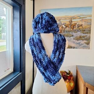Handmade Crocheted Chenille Cable Knit Hat & Scarfs Sets(2), Adult, NWOT